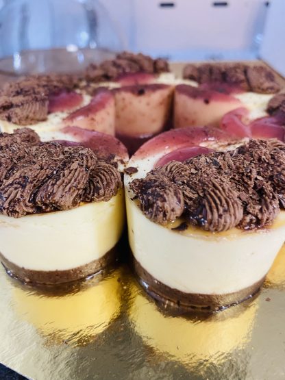 Chocolate strawberry mini cheesecakes that are keto and low carb