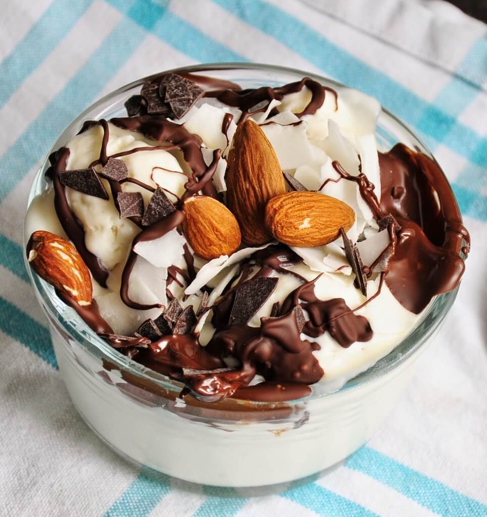 keto ice cream chocolate almond sundae