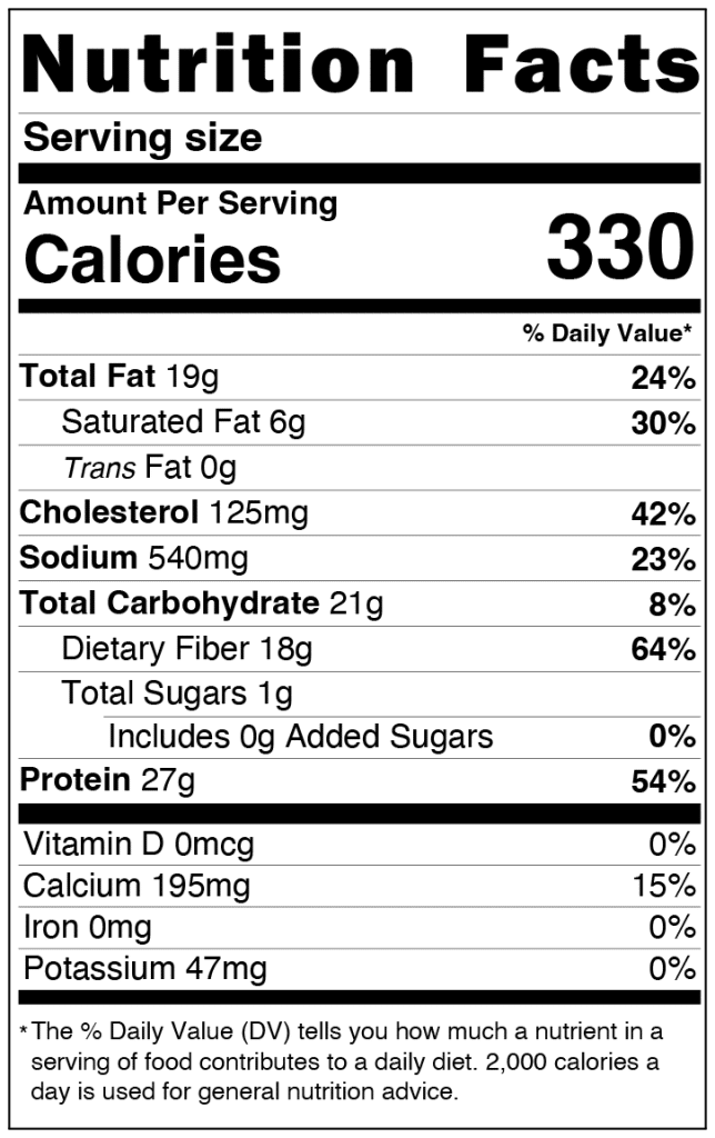 keto cheese buns nutrition label